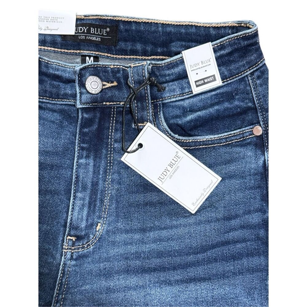 Judy Blue Bermuda Shorts High Rise Flap Pocket Stretch Denim Dark Wash NWT - Picture 11 of 13